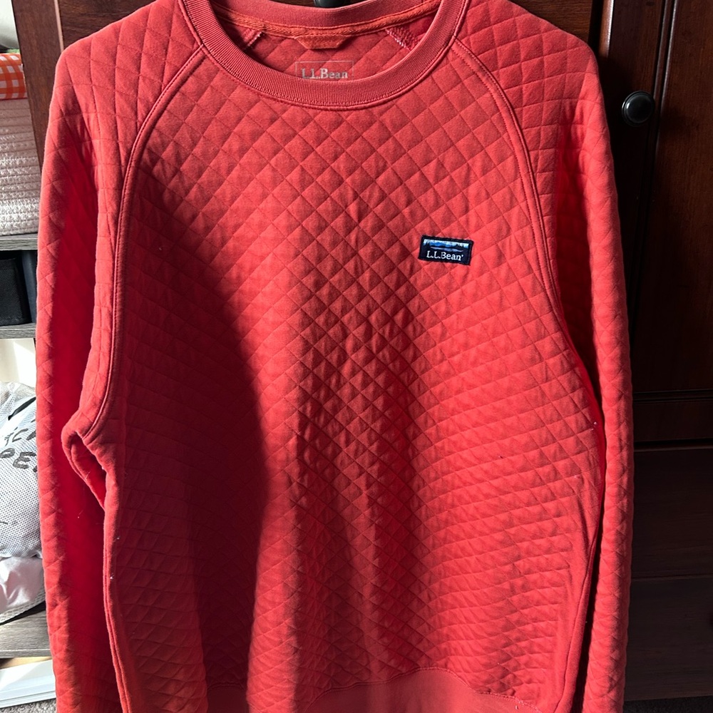 L.L. Bean Red Quilted Crewneck Sweater